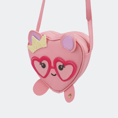 Bolsa Infantil Pampili de Coração Rosa Chiclete  - bolsa lúdica rosa