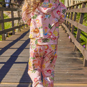 Conjunto Infantil Infanti Jaqueta Pelúcia e Calça Rosa Floral - costas do conjunto infantil inverno