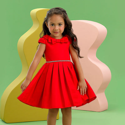 Vestido de Festa Petit Cherie Sweet Love Acetinado Vermelho - 1 a 6 Anos - vestido rodado para festa