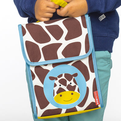 Lancheira Térmica Skip Hop Zoo Girafa Amarela e Azul - frente da lancheira infantil feminina