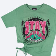 Camiseta Infantil Vallen Amarração Lateral Verde Menta - camiseta infantil feminina