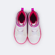 Tênis de Led Cano Médio Infantil Pampili Sneaker Seja Luz Branco e Pink  - parte interna confortável